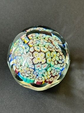 VINTAGE MURANO Art Glass Faceted Hand-Blown Paperweight